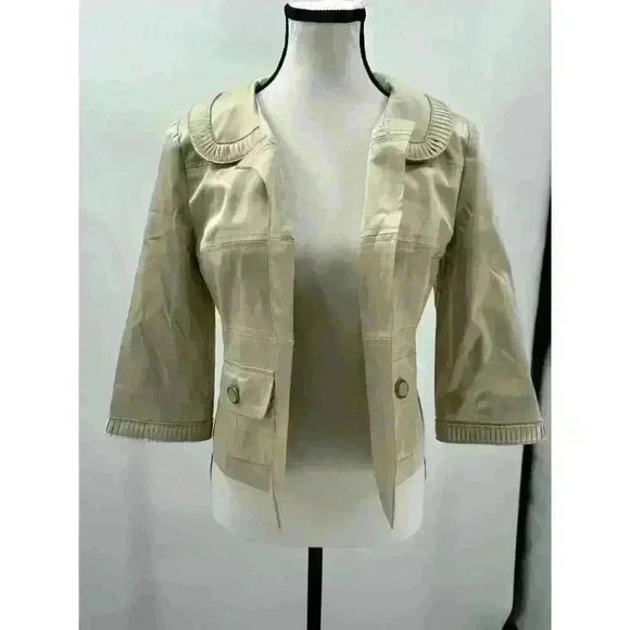 Loft Women's Sz 2 Light Green Button-Up Jacket Stunning Sleeve & Neck Detail - Picture 7 of 8